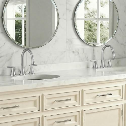 8 Inch Pull Out Sprayer Bathroom Faucet 3 Hole, Widespread 2 Handle Sink Faucet with Pop Up Drain and Supply Lines, Stainless Steel for Vanity, RV, Brushed Nickel - color: Brushed Nickel, size: 8 IN