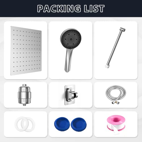 10" Shower Head with Handheld, Rain Shower Head with Filter Combe Set | High Pressure; 3 Modes Sprayer; Filtered Shower for Hard Water,Families, Pets; Adjustable Height & Angle; Easy Install;Chrome