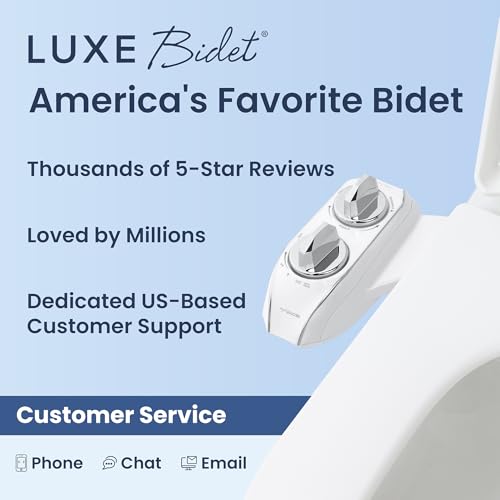 LUXE Bidet NEO 185 PLUS - Patented Bidet Attachment for Toilet, Chrome | Non-Electric, Dual Nozzle, Slide-In Install, 360° Self-Clean, EZ-Lift to Clean, Feminine & Rear Wash - color: Chrome