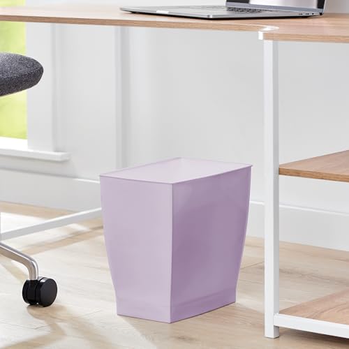 iDesign Small Plastic Bathroom Trash Can, Slim Rectangle Purple | For Bedroom, Office, Dorm, Garbage Bin - color: Purple, style: Pack of 1