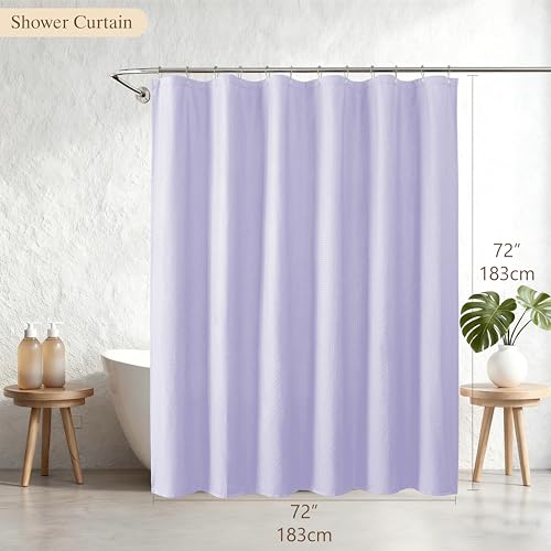 Aiyufeng Light Purple Shower Curtains for Bathroom,Dot Like Embossed Textured Waterproof Soft Polyester Cloth Shower Curtain,Hotel Spa Machine Washable,72Wx72L - color: Light Purple, size: 72"W x 72"L (Pack of 1)