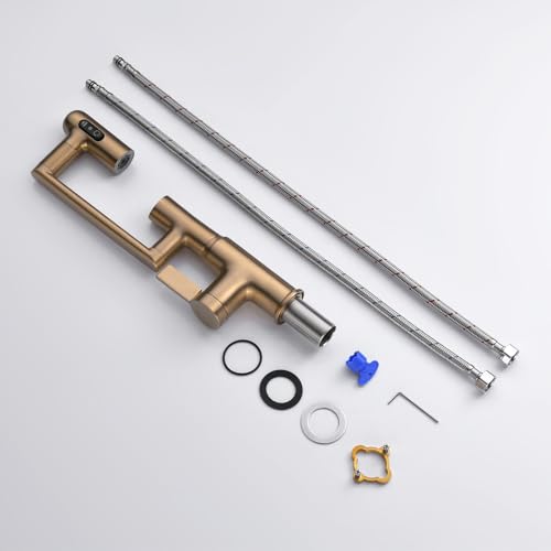 Rotatable Bathroom Faucet with Temperature Display in Fahrenheit (Batteries-Free), 3 Water Outlet Modes, Brushed Copper - color: Brushed Copper