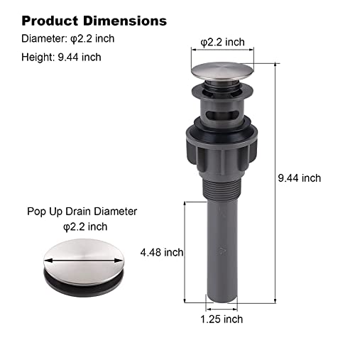 Bathroom Sink Stopper, Pop Up Drain Stopper for Bathroom Sink with Overflow, Built-in Anti-Clogging Strainer, Brushed Nickel - color: Brushed Nickel, style: Style A: pop up drain