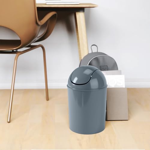 Umbra 1.25 Gallon Mini Waste Can with Removable Swing-Top Lid - Small Garbage Bin for Kitchen, Bathroom, Bedroom, Office - Compact Trash Can Fit Under Tables & Counters - Slate Blue - color: Slate Blue