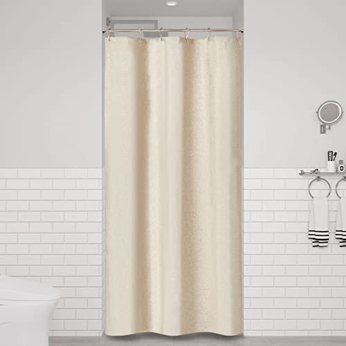 Stall Linen Textured Waterproof Shower Curtain Set, 36x72, Beige/Cream | Half Size, 230GSM Polyester, Heavy Duty Fabric, Weighted Hem, 6 Plastic Hooks, Modern Luxury Hotel Style, Machine Washable - color: A - Cream, size: 36"W x 72"L (Pack of 1)
