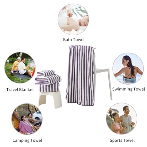18-Piece Microfiber Bath Towels Set - 6 Bath Sheet, 6 Hand Towels, 6 Washcloths, Soft, Highly Absorbent Bathroom Towel, Quick Dry & Less Lint Shower towel for Bathroom, Hotel, Spa, Dorm-Dark Purple - color: Dark Purple
