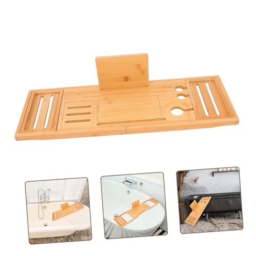 Expandable Bamboo Bathtub Tray Bath Tray for Bathtub Storage Organizer