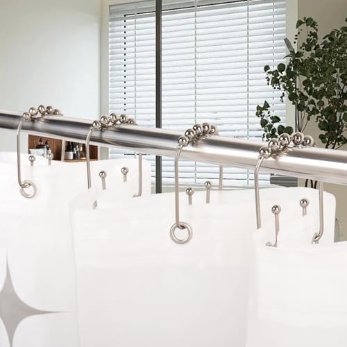 Resze U Shaped Shower Curtain Hooks Rings,12 Pcs Durable Rust Resistant Metal Shower Hooks, Double Glide Smoothly Anti-Drop Shower Rings for Shower Curtain Rod, Nickel - color: Nickel
