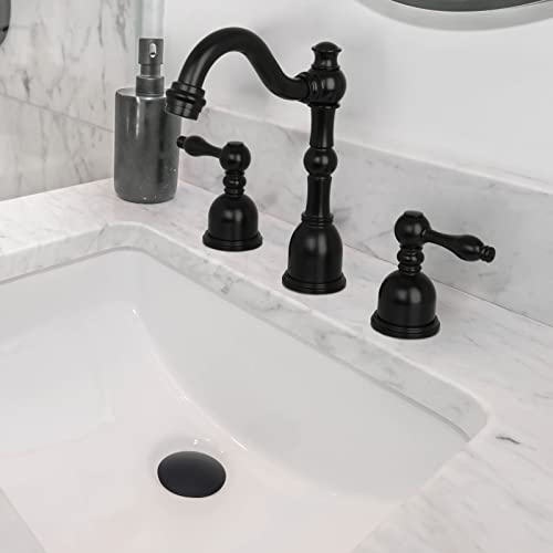 Matte Black Push Button Bathroom Sink Drain Stop & Pop Lavatory Stopper with Overflow Bathroom Basin - color: Matte Black, style: With Overflow