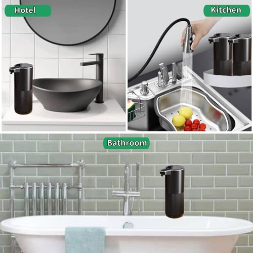 Automatic Soap Dispenser, Touchless Foaming Soap Dispenser Bathroom,Upgrade Hand & Dish Electric Dispenser Adjustable Waterproof Wall Mount Kitchen Auto Soap Pump for Thin & Thick Liquid(Black) - color: Black, style: Foam