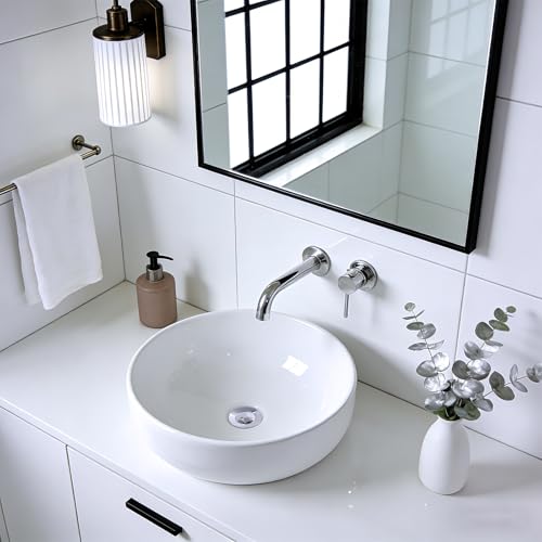 Hibbent Metal Bathroom Sink Drain & Stopper Fit with or Without Overflow | Universal Drain Stopper with Detachable Stainless Steel & Brass Strainer Basket for Lavatory Vanity Vessel Sink, Chrome - color: Chrome
