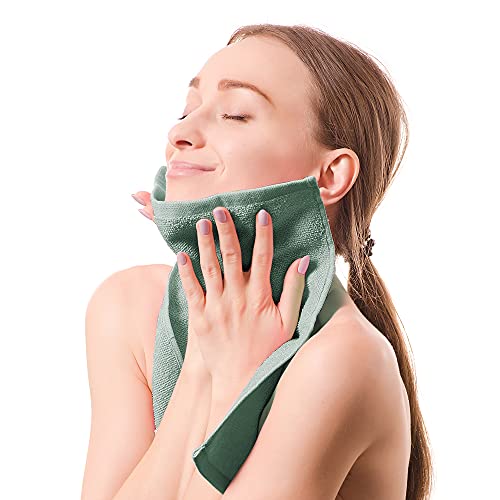 Yoofoss Luxury Washcloths Towel Set 10 Pack Baby Wash Cloth for Bathroom-Hotel-Spa-Kitchen Multi-Purpose Fingertip Towels & Face Cloths - Green - color: Green