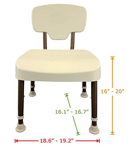 MedGear A-0235A6 Tool-Free DURA Shower and Tub Chair (Almond Seat and Back, Bronze Tubing)