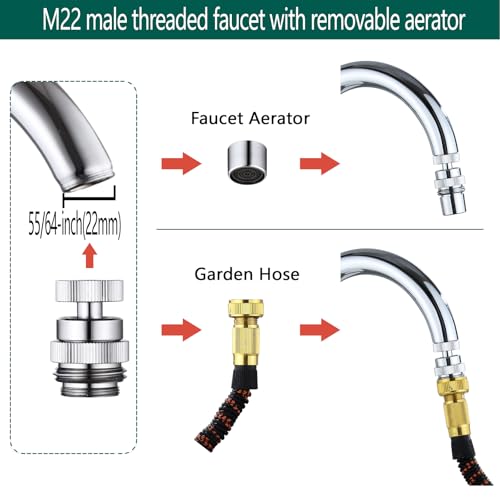 Sink Faucet Adapter Kit Swivel Aerator Adapter to Connect Garden Hose,Multi-Thread Garden Hose Adapter for Bathroom/Kitchen,3/4" GHT thread,1 pcs - color: B-Faucet adapter