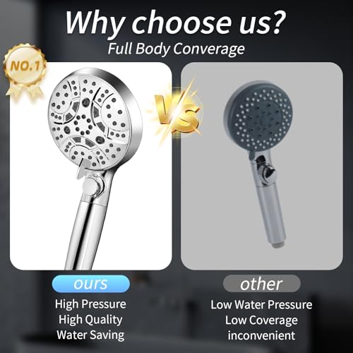 RV Shower Head with Hose, Shower Head with Handheld, 10 Modes High Pressure Shower Heads for Home/RV/Camper/Travel Trailer, Handheld Shower Head Holder and Extra Long 5ft Stainless Steel Hose