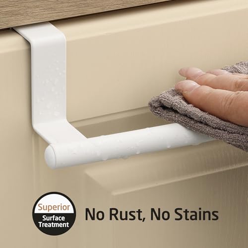 KES Over Cabinet Door Towel Bar Fit 1" Thick, Kitchen Towel Holder, White | Anti-Wobble Stable Fit, Scratchproof, Kitchen Towel Rack for Dish Hand Towels, Cabinet Towel Holder, 2 Pack, KTH500S26-WH-P2 - color: White