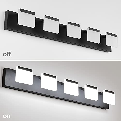 Ralbay LED Modern Bathroom Vanity Light - 5 Light Acrylic Matte Black Vanity Lighting Fixture - color: Black, size: 5-Light