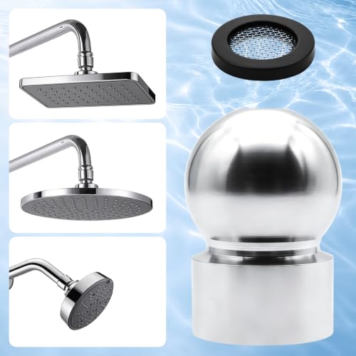 2 PCS 1/2-Inch Iron Pipe Shower Arm Ball Adapter with Gasket Washer Filters, Shower Head Swivel Adapter, Shower Ball Joint Adapter for Standard Swivel Heads (Chrome Finish)