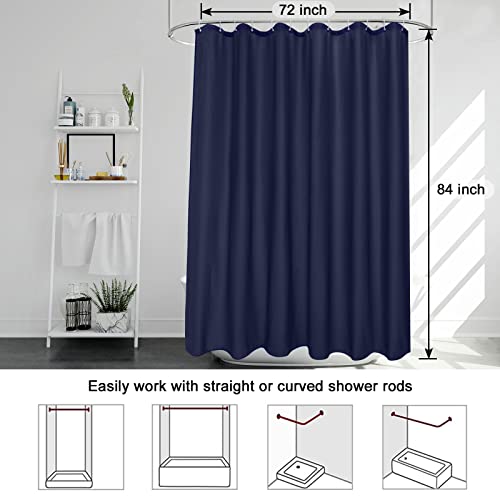 EurCross Blue Extra Long Fabric Shower Curtain Liner 72 x 84 inches Length,Water-Resistant Washable Lightweight Shower Curtain for Bathroom - color: Blue, size: 72"W x 84"L (Pack of 1)