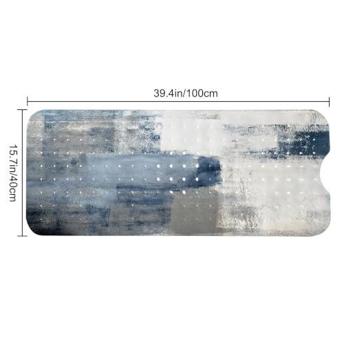 LNOND Blue Bathtub Mat Non Slip, 40 X 16 Inch Tub Mat for Bathroom, Abstract Art Bath Tub Shower Mat with Drain Holes and Suction Cups - color: Blue