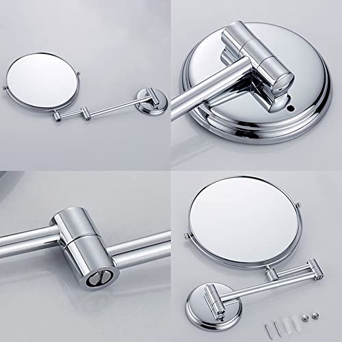 Wall Mounted Makeup Mirror, 3X Wall Mounted Magnifying Mirror Adjustable Height Double-Sided Mirrors for Bathroom Vanity,8 Inch Extendable Bathroom Mirror for Shaving 8 inches