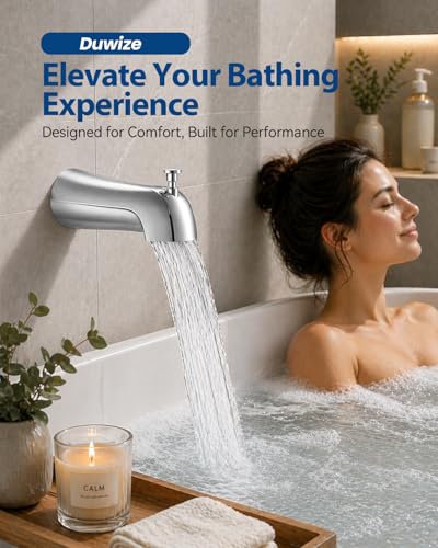 Universal Bathtub Faucet with Diverter, Tub Spout Replacement Fits 1/2" Slip-on Copper Pipe and 1/2" & 3/4" IPS Threaded, Bathroom Tub Faucet Set with Adapters and Hex Wrench (Chrome) - color: Chrome