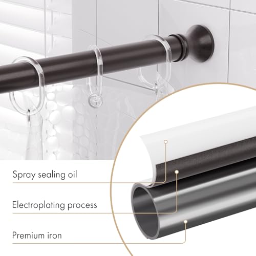 Amazer Spring Tension Shower Curtain Rod, 26-42 Inches Rust-Resistance Tension Curtain Rod Bathroom Rod, Adjustable Shower Curtain Rod No Drill, Bronze - color: Bronze, size: 26-42 Inches