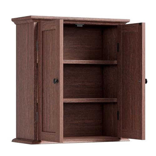 ChooChoo Bathroom Wall Cabinet with 2 Doors, Over The Toilet, Farmhouse | 8.8"D x 21.1"W x 24"H, Medicine Cabinet, Adjustable Shelves, Cupboard, Walnut - color: Walnut, size: 8.8"D x 21.1"W x 24"H