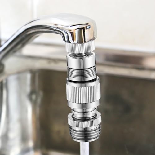 Sink Faucet Quick Connect Adapter, Kitchen Bathroom Faucet Hose Snap Coupling Adapter to Garden Hose Connector Compatible with Dishwasher, Washing Machine, Shower Hose, Pet Bathing Attachment - size: Swivel Faucet Adapter
