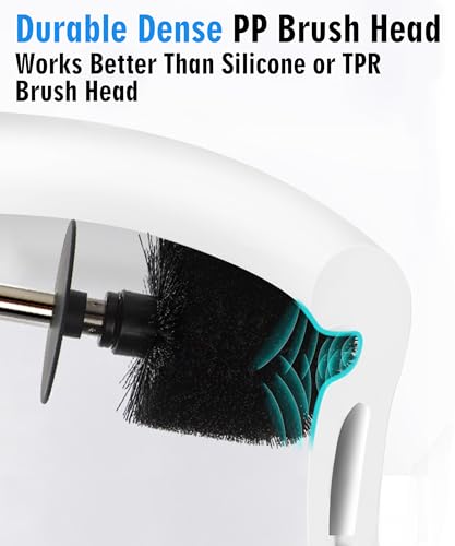 Ceramic Toilet Brush and Holder Set, Toilet Bowl Cleaner Brush | Freestanding Deep-Cleaning, Stainless Steel Handle, Small & Sturdy for Storage, Easy to Clean, Non-Scratching - color: Sand