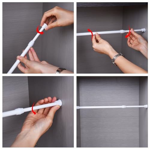 Spring Tension Curtain Rods Short Tension Rod (White,12" to 19"-6Pcs) - color: White, size: 12" to 19"-6Pcs