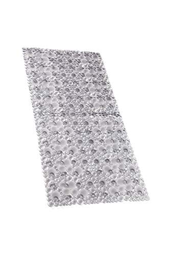 Extra Long Pebble Bath Tub Shower Mat 34.2 x 15.7, Bathmat Non-Slip with Suction Cups, Machine Washable, Bathroom Mats, Smooth/Non-Textured Surface Only (34.2" x 15.7", Transparent Light Gray) | Extra Long Bath Mat for Tub Non Slip, Machine Washable, Show