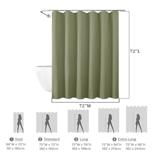 Aiyufeng 3D Textured Green Shower Curtain for Bathroom, Fabric Shower Curtain Soft Cloth & Hotel Spa Quality, Luxury Boho Bathroom Curtains, Machine Washable, Green, 72x72 Inches - color: Green, size: 72"W x 72"L (Pack of 1)