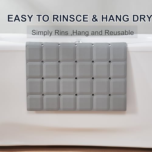 Webos Anti Slip Shower Mat for Tub & Shower Stall, 21" x 21" Square Silicone Bathtub Mat with Powerful Suction Cups, Fast-Draining, Machine Washable Soft Foldable Bathroom Mat, Grey - color: Grey, size: 21" x 21" (Square)