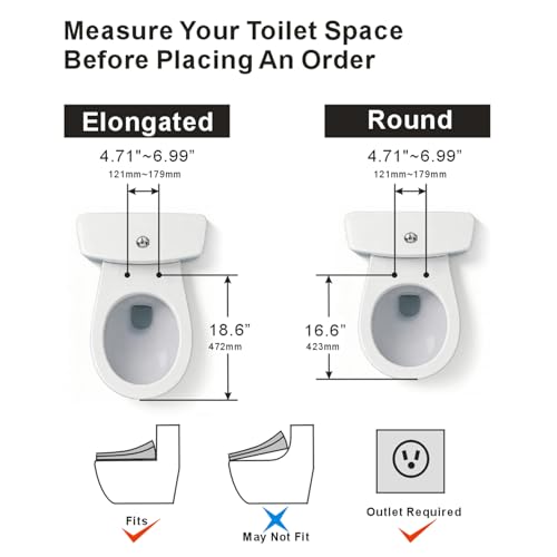XCQQ Electric Heated Bidet Toilet Seat with Remote, Elongated, X60L | Instant Warm Water, Heated Seat, Warm Air Drying, Slow Close Lid, LED Display, Nightlight
