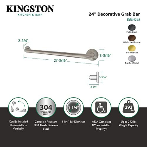 Kingston Brass DR114245 Designer Trimscape Americana Decor 24-Inch Grab Bar with 1.25-Inch Outer Diameter, Oil Rubbed Bronze - color: Oil Rubbed Bronze