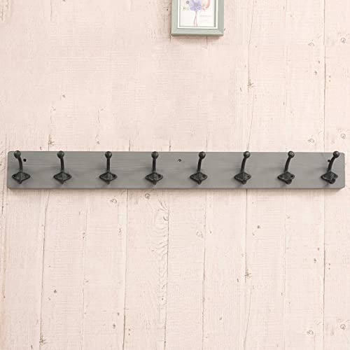 WEBI Rustic Coat Rack Wall Mount,35.43" Long 8 Cast Iron Coat Hooks Wall Mounted,Heavy Duty Wall Coat Hanger Hooks for Hanging Coats,Clothes,Jacket,Gray,2 Packs - color: Gray, size: 35 Inch(2 Packs)