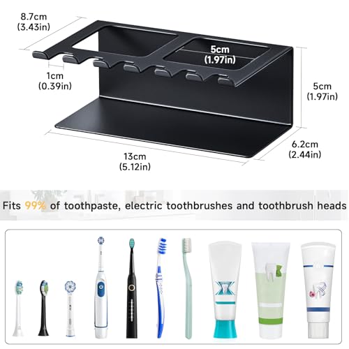 Electric Toothbrush Head Holders, Electric Toothbrush Holders Wall Mounted, Shower Electric Head Holder, Toothbrush and Toothpaste Holder, Tooth Brushing Holder for Bathroom (Black, Small) - color: Black, size: Small