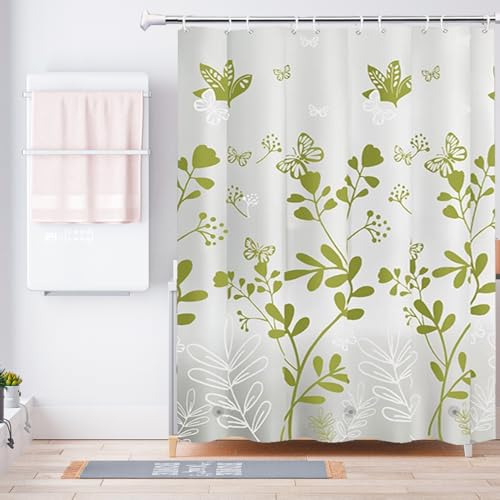 TIKABC Shower Curtain Liner, 4G PEVA Shower Liner, Plastic Waterproof Shower Curtains, with Grommet Holes and 3 Magnetic Weights(Butterfly) - color: Butterfly