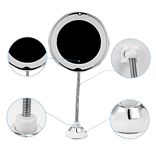 Ipetboom 10X Magnifying LED Makeup Mirror with Suction Cup Bathroom Tabletop Lighted Mirror for Cosmetics Adjustable Brightness Portable Design for Travel and Home Use - size: 40.00X20.00X8.00CM