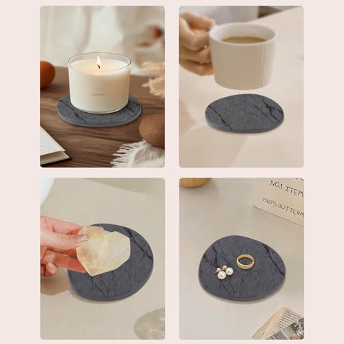 Diatomaceous Earth Coasters Set of 4,Super Absorbent Quick-Dry Heat-Resistant Drink and coffee Coasters, Modern Stone Irregular Design for Kitchen Counter and Coffee Table (Grey Coaster) - color: Grey Coaster