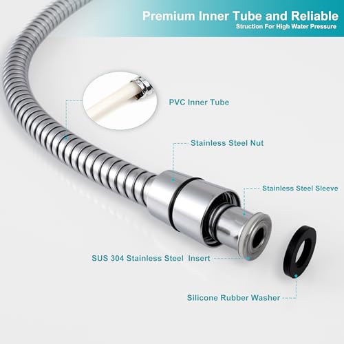 GwernKB Shower Hose,79In Long Stainless Steel Hose for Handheld Shower Head | Silver Electroplating,Leak-proof,with Steel Insert,Durable & Flexible,Bathroom Bidet Sprayer Extension Attachment Replacement - color: Silver