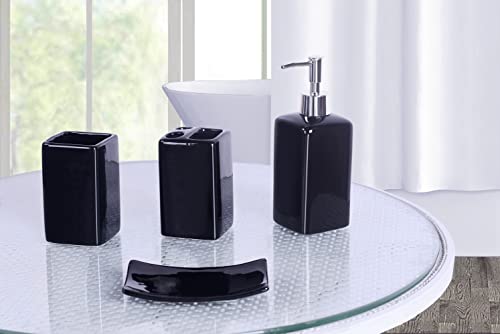 Bathroom Countertop Accesory Set 4 Piece Solid Ceramic (Black Night) - style: Black Night