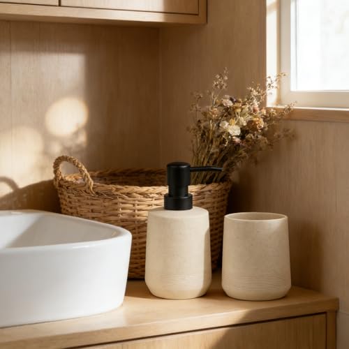 Resin Bathroom Set (Beige, 2 Pcs-B) - color: Beige, size: 2 Pcs-B