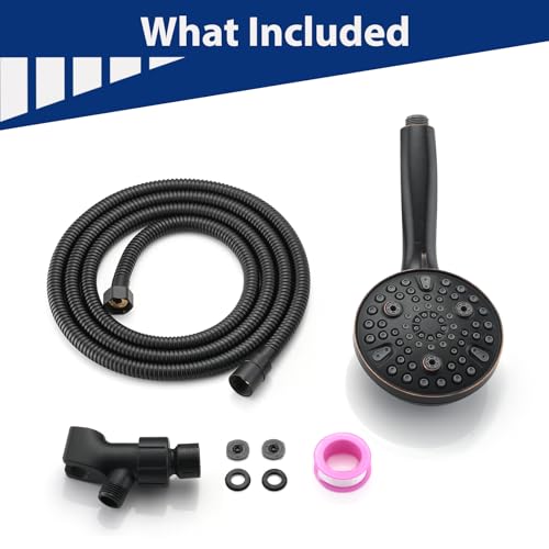 High Pressure 10 Setting Handheld Shower Head, 5" Detachable Showerhead Spray Built-in Power Wash to Clean Tub, Tile & Pets, 79" Extra Long Stainless Steel Hose, Adjustable Bracket - Oil Rubbed Bronze - color: Oil Rubbed Bronze