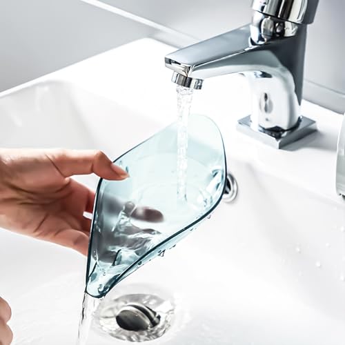 Self Draining Leaf Soap Dish – Easy to Clean Waterfall Soap Holder, Multi-Use for Shower, Bathroom & Kitchen Sink, Durable & Stylish (Blue) - color: Blue