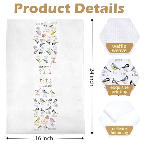Bird Watching Kitchen Towels - Bird Gifts Decorative Waffle Dish Towels, Birding Gifts Hand Towel, Birds Tea Towel, 16x24 Inch - color: Birdwatching-01