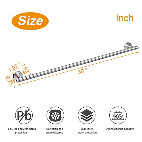 TocTen Bath Towel Bar - Thicken SUS304 Stainless Steel Bathroom Towel Holder, Towel Rod for Bathroom Heavy Duty Wall Mounted Towel Rack Hanger (30IN, Brushed Nickel) - color: Brushed Nickel, size: 30IN
