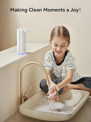Automatic Foam Soap Dispenser, 0.2s Fast Sensor, USB-C Rechargeable, Smudge-Resistant Stainless Steel, Touchless Liquid & Foaming Soap Dispenser for Bathroom, Kitchen, Hotel, White - color: White