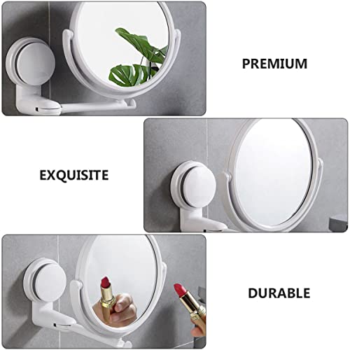 Beauty Wall- Angle Style Cosmetic Cup and Hotel with for Mirror, Adjustable Wall- Mounted Mounted Swivel Punch- Suction Degree Small Wall Hanging Makeup Mirror Folding - color: White